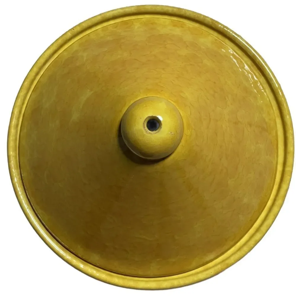 Vintage Traditional Moroccan Mustard Yellow Tagine Cooking Pot (Made in Italy)